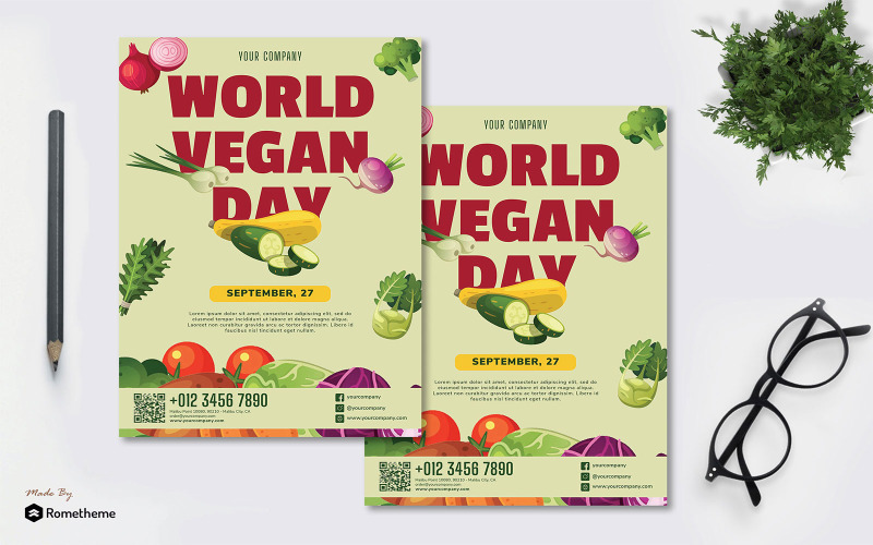 Download Фирменный стиль "World Vegan Day vol.01 - Flyer RB - Corporate Identity Template" / World Vegan Day vol.01 - Flyer RB - Corporate Identity Template - Фирменный стиль на тему графика banner,print,design,services,business,promotion,health,event,flyer,brochure