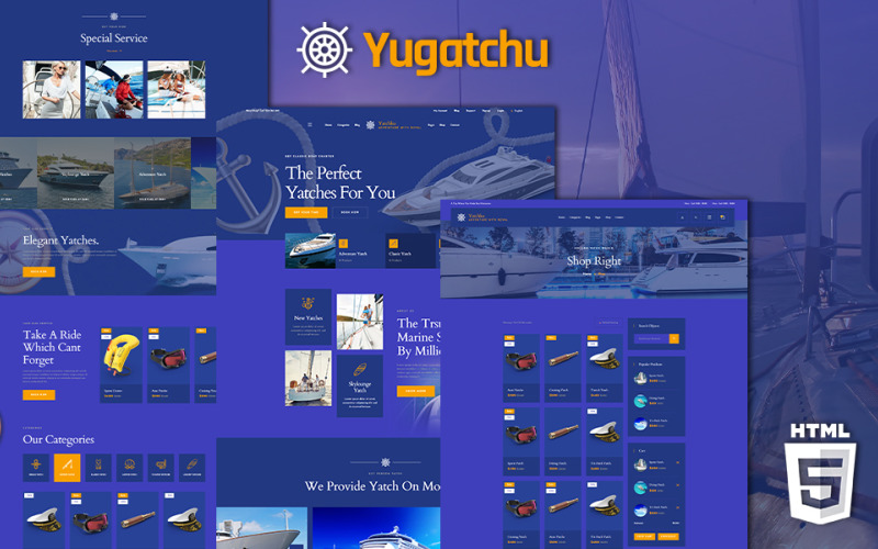 Yugatchu Luxury Yacht Club Service och Marine Shop webbplats mall