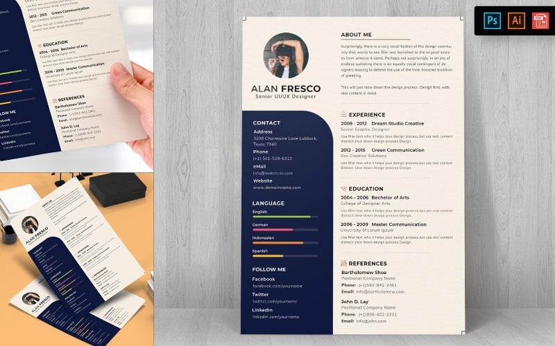 Download Резюме "Business CV Resume Template" / Business CV Resume Template - Резюме на тему графика resume,template,cv,business,curriculum,corporate,company,employment,job,print,design,professional,creative,templates