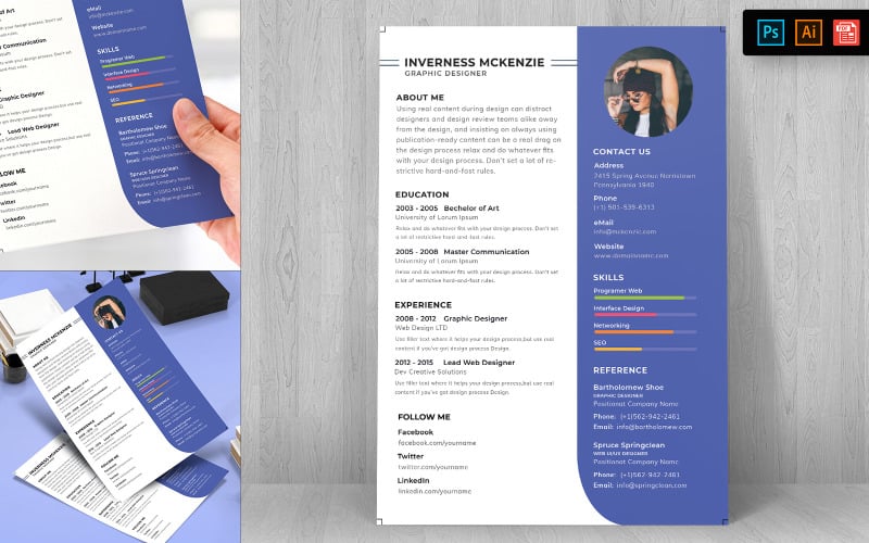 Download Резюме "Business CV Resume Template" / Business CV Resume Template - Резюме на тему графика resume,template,cv,business,curriculum,corporate,company,employment,job,print,design,professional,creative,templates