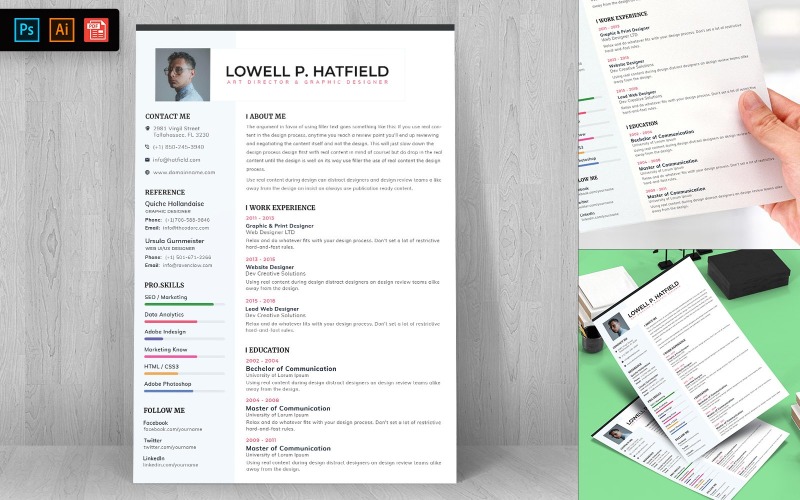 Download Резюме "Business CV Resume Template" / Business CV Resume Template - Резюме на тему графика resume,template,cv,business,curriculum,corporate,company,employment,job,print,design,professional,creative,templates