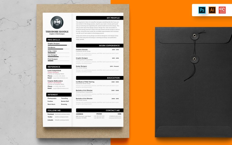 Download Резюме "Business CV Resume Template" / Business CV Resume Template - Резюме на тему графика resume,template,cv,business,curriculum,corporate,company,employment,job,print,design,professional,creative,templates