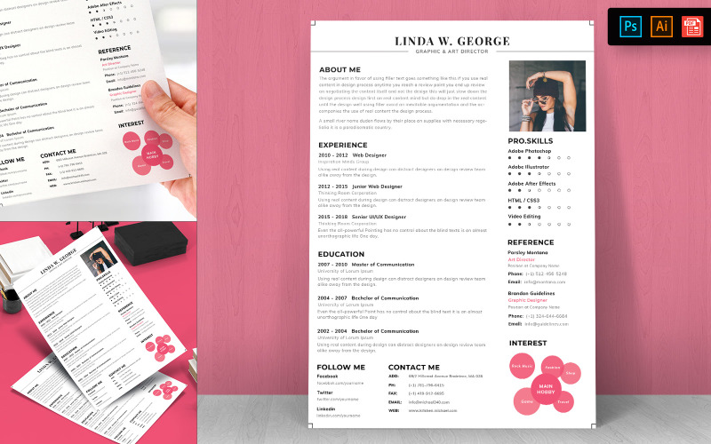 Download Резюме "Business CV Resume Template" / Business CV Resume Template - Резюме на тему графика resume,template,cv,business,curriculum,corporate,company,employment,job,print,design,professional,creative,templates