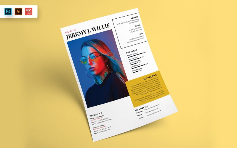 Download Резюме "Creative Resume Template" / Creative Resume Template - Резюме на тему графика resume,template,cv,business,curriculum,corporate,company,employment,job,print,design,professional,creative,templates