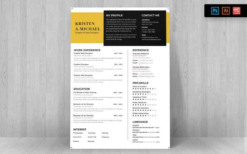 Download Резюме "Creative Resume Template" / Creative Resume Template - Резюме на тему графика resume,template,cv,business,curriculum,corporate,company,employment,job,print,design,professional,creative,templates