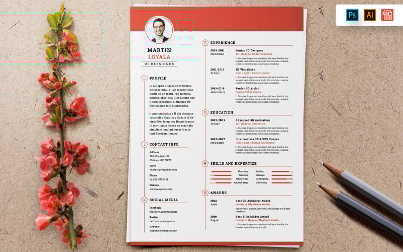 Download Резюме "Minimal Resume Template" / Minimal Resume Template - Резюме на тему графика templates,creative,professional,design,print,job,employment,company,corporate,curriculum,business,cv,template,resume