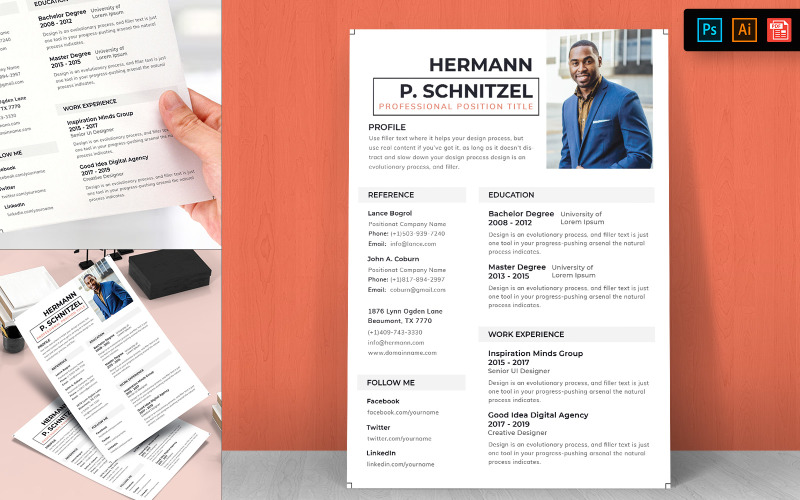 Download Резюме "Minimal Resume Template" / Minimal Resume Template - Резюме на тему графика templates,creative,professional,design,print,job,employment,company,corporate,curriculum,business,cv,template,resume
