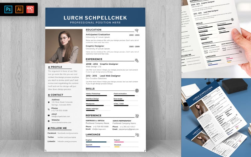 Download Резюме "Minimal Resume Template" / Minimal Resume Template - Резюме на тему графика resume,template,cv,business,curriculum,corporate,company,employment,job,print,design,professional,creative,templates