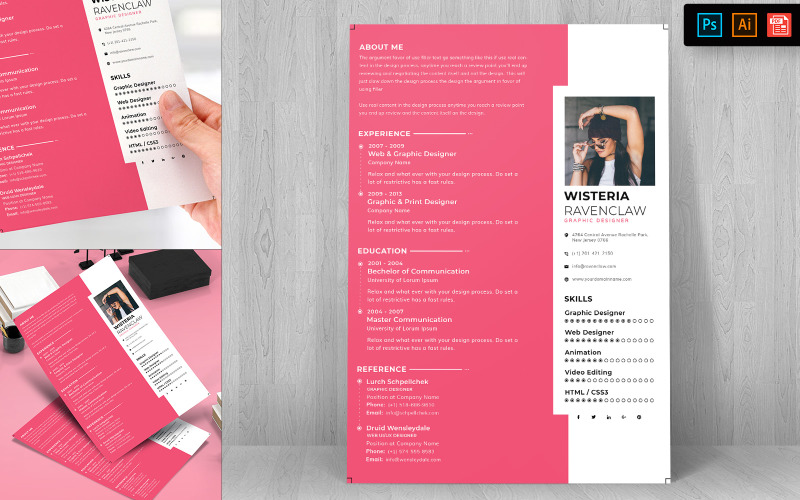 Download Резюме "Minimal Resume Template" / Minimal Resume Template - Резюме на тему графика resume,template,cv,business,curriculum,corporate,company,employment,job,print,design,professional,creative,templates