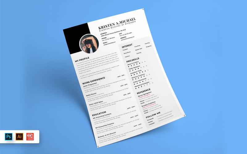 Download Резюме "Minimal Resume Template" / Minimal Resume Template - Резюме на тему графика resume,template,cv,business,curriculum,corporate,company,employment,job,print,design,professional,creative,templates