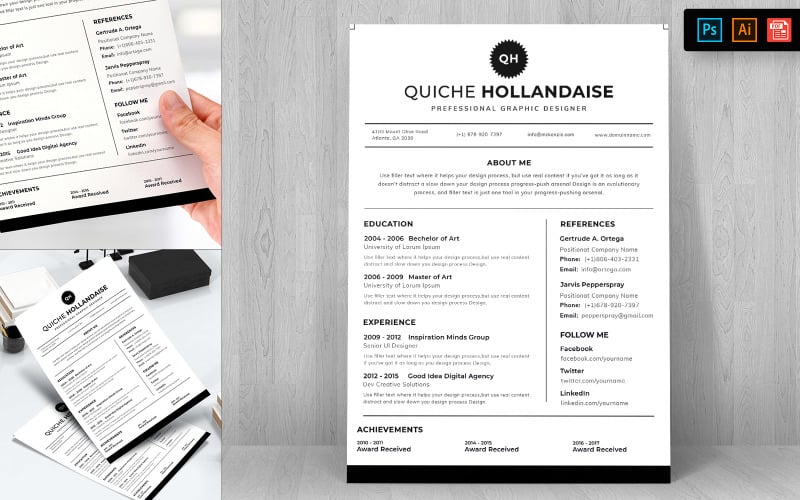 Download Резюме "Modern CV Resume Template" / Modern CV Resume Template - Резюме на тему графика resume,template,cv,business,curriculum,corporate,company,employment,job,print,design,professional,creative,templates