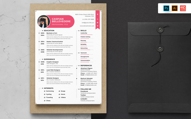 Download Резюме "Modern CV Resume Template" / Modern CV Resume Template - Резюме на тему графика resume,template,cv,business,curriculum,corporate,company,employment,job,print,design,professional,creative,templates