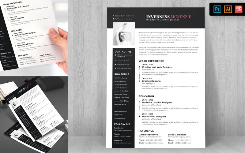 Download Резюме "Modern CV Resume Template" / Modern CV Resume Template - Резюме на тему графика resume,template,cv,business,curriculum,corporate,company,employment,job,print,design,professional,creative,templates