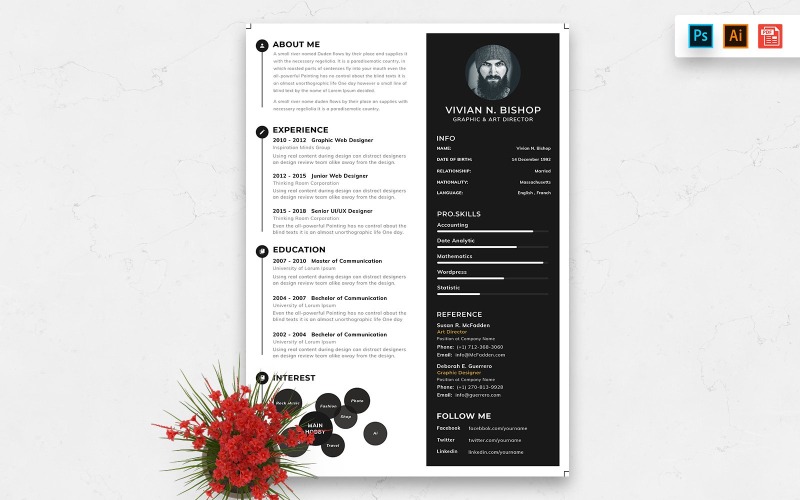 Plantilla de curriculum vitae creativo
