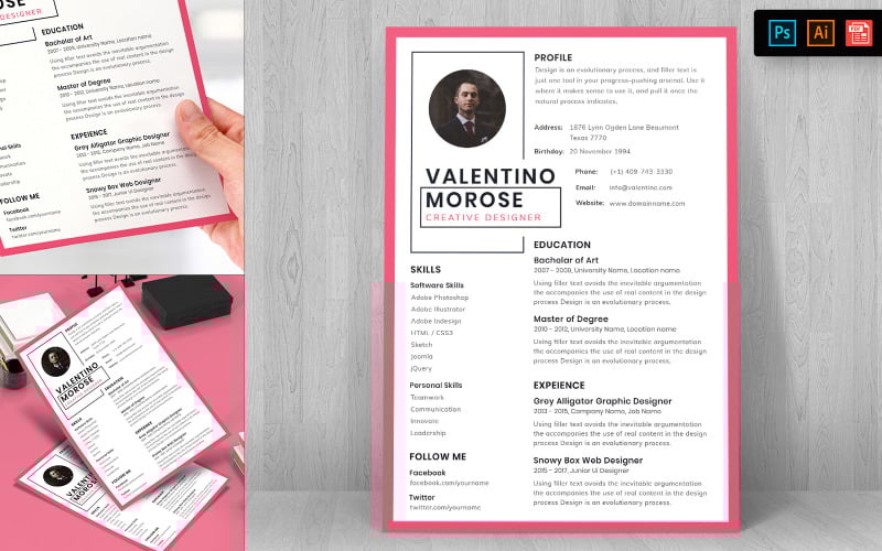 Download Резюме "Professional CV Resume Template" / Professional CV Resume Template - Резюме на тему графика resume,template,cv,business,curriculum,corporate,company,employment,job,print,design,professional,creative,templates