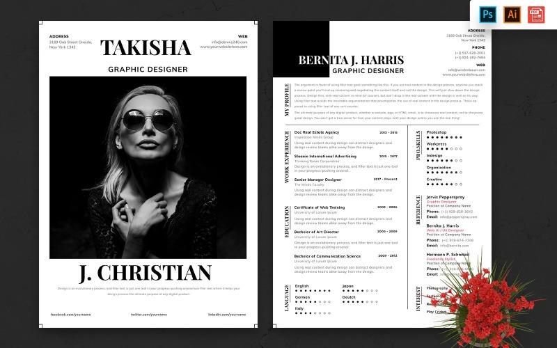 Download Резюме "Professional CV Resume Template" / Professional CV Resume Template - Резюме на тему графика resume,template,cv,business,curriculum,corporate,company,employment,job,print,design,professional,creative,templates