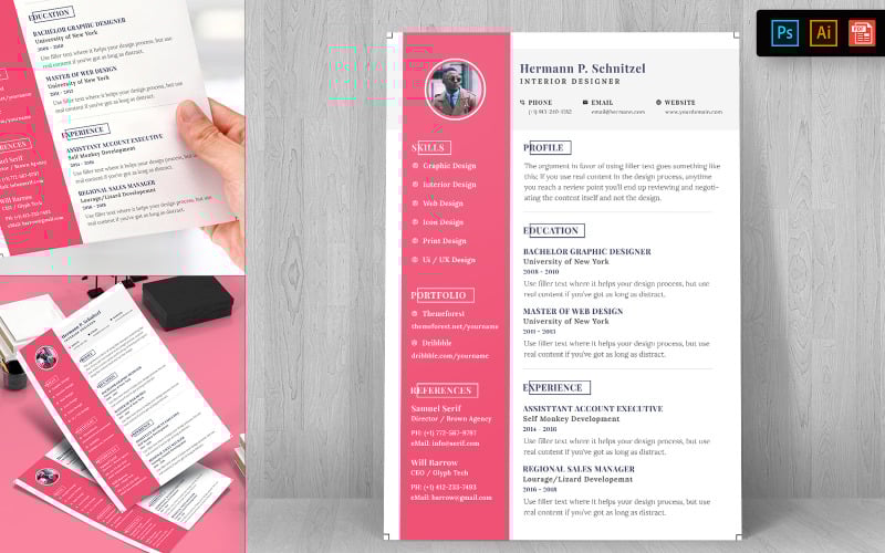 Download Резюме "Professional Resume Template" / Professional Resume Template - Резюме на тему графика templates,creative,professional,design,print,job,employment,company,corporate,curriculum,business,cv,template,resume