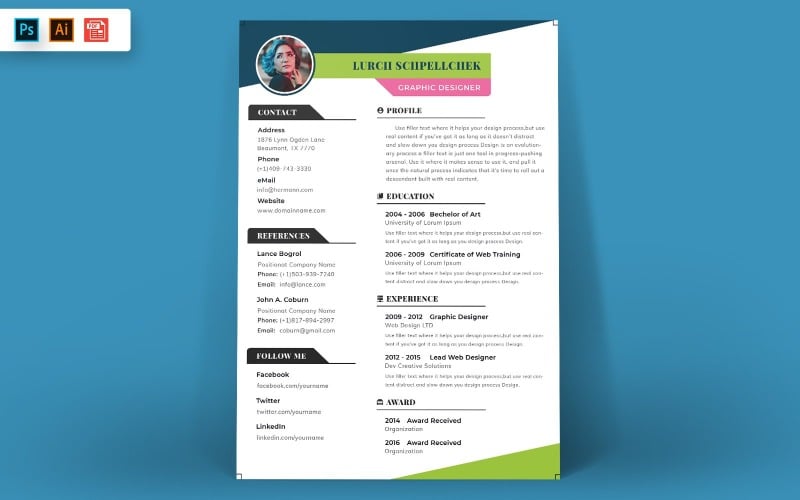 Download Резюме "Professional Resume Template" / Professional Resume Template - Резюме на тему графика templates,creative,professional,design,print,job,employment,company,corporate,curriculum,business,cv,template,resume