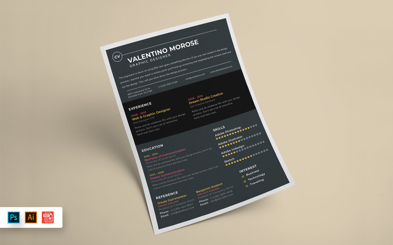 Download Резюме "Professional Resume Template" / Professional Resume Template - Резюме на тему графика resume,template,cv,business,curriculum,corporate,company,employment,job,print,design,professional,creative,templates