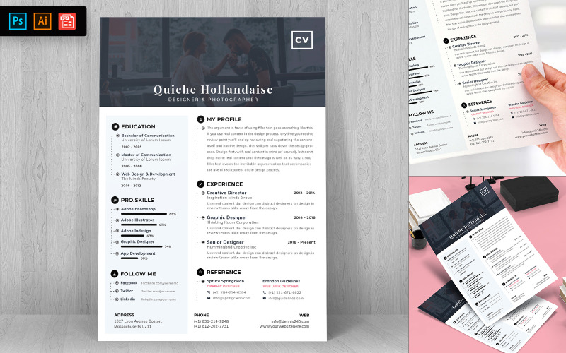 Download Резюме "Professional Resume Template" / Professional Resume Template - Резюме на тему графика resume,template,cv,business,curriculum,corporate,company,employment,job,print,design,professional,creative,templates