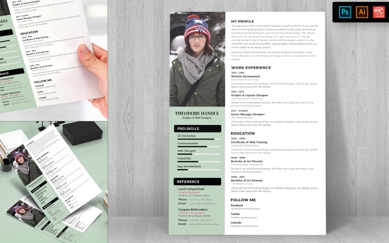 Download Резюме "Professional Resume Template" / Professional Resume Template - Резюме на тему графика resume,template,cv,business,curriculum,corporate,company,employment,job,print,design,professional,creative,templates