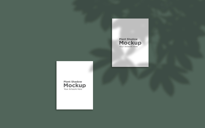 A4 two Frame Mockup with Realistic Leaf Shadow Background product mockup