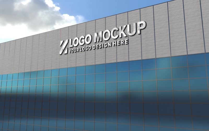 Çelik Logo Mockup 3D Store Sign Zarif ürün mockup