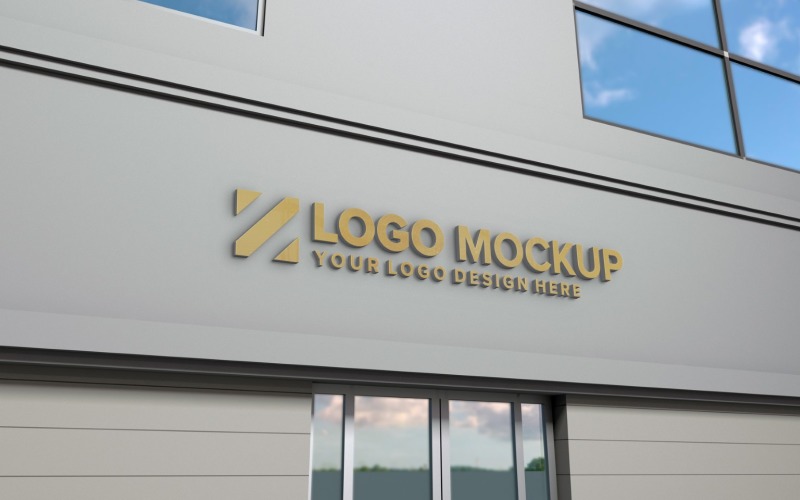 Golden Logo Mockup 3d Sign Building Product Mockup