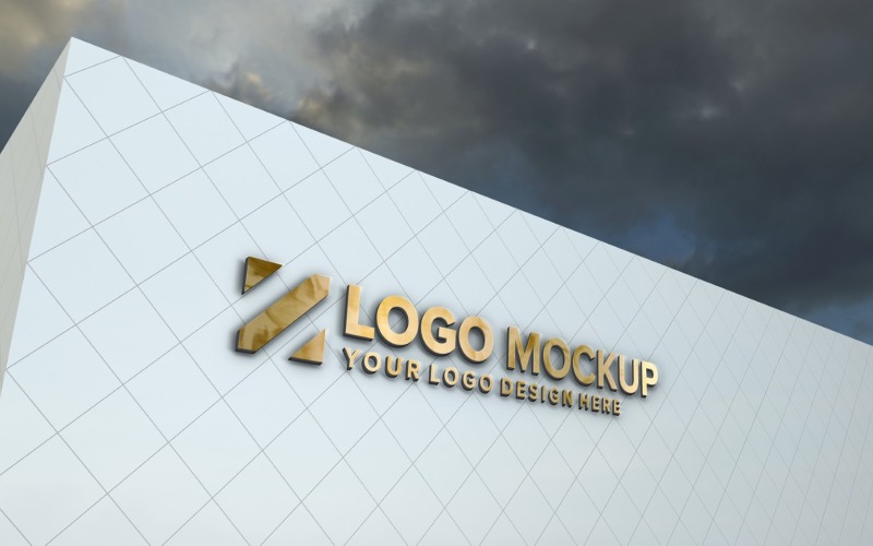 Download Golden Logo Mockup Elegant 3D Sign Building façade Product Mockup #148893