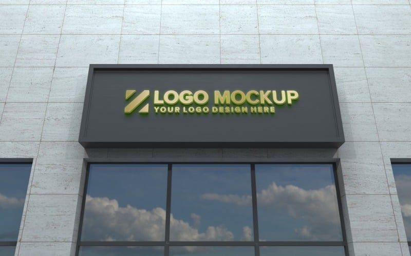 Download Logo Mockup 3D Sign façade Building Product Mockup