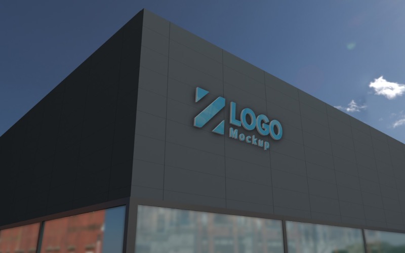 Logo Mockup 3D Sign Fekete homlokzat Építési termék makett