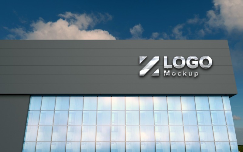 Logo Mockup 3D Sign Gray Building product mockup