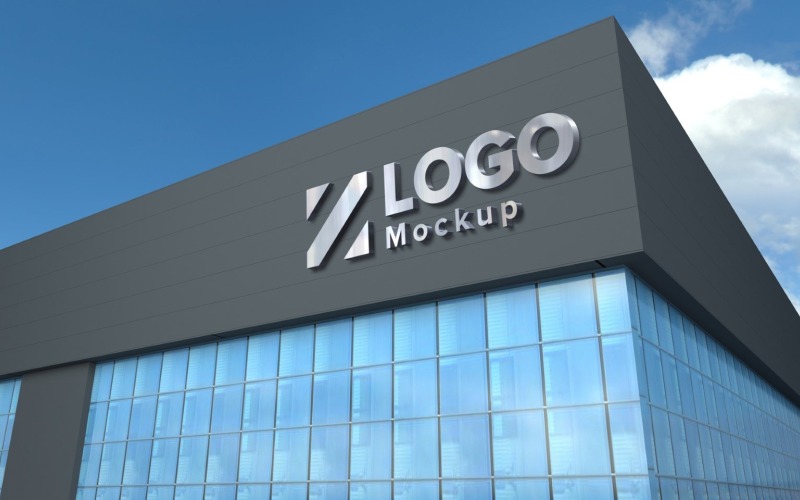 Макет логотипу 3D знак чорний будівельний макет продукту