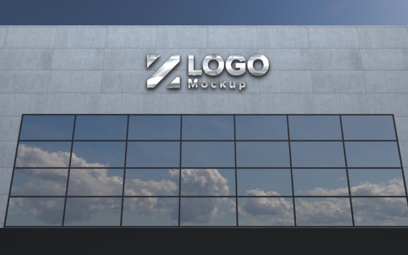 Stahl Logo Mockup 3D Schild Bauprodukt Mockup