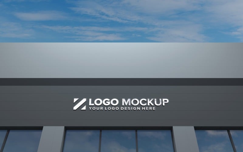 Steel Logo Mockup 3D Sign Black Building product mockup