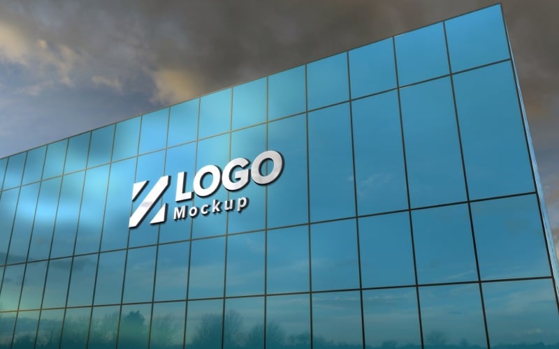 Steel Logo Mockup 3D Store Sign Building façade product mockup
