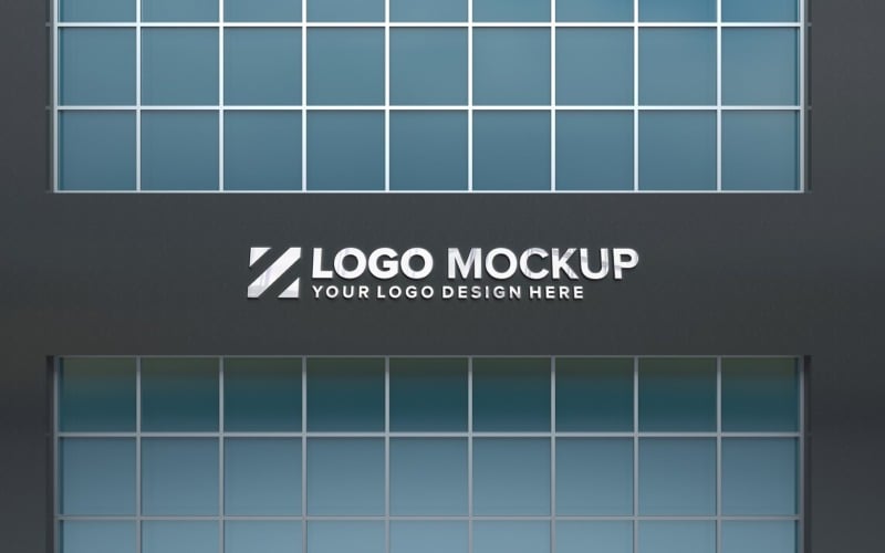 Steel Logo Mockup Store Sign façade Elegant Building product mockup