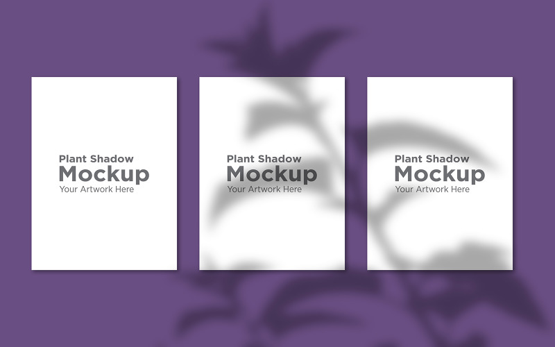 Three  Empty Frame Mockup with Purple Color Background product mockup