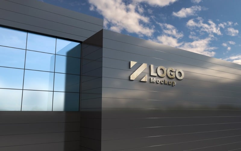 3d building logo sign mockup