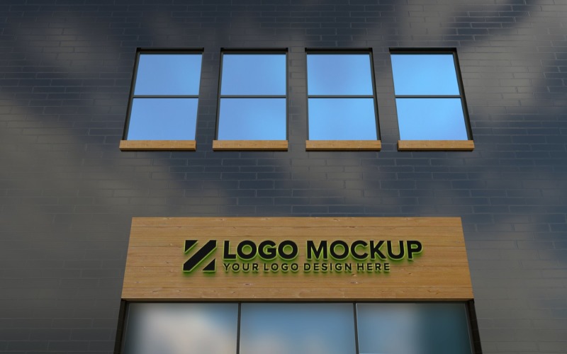 Logo Modell 3D Zeichen Schwarz Gebäude Fassade Produktmodell
