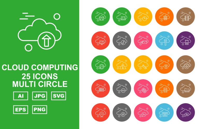 Download Набор иконок "25 Premium Cloud Computing Multi Circle Icon Set" / 25 Premium Cloud Computing Multi Circle Icon Set - Набор иконок на тему music home,alert,server,folder,location,at the rate,chat,laptop,pie,recycle bin,film,lcd,music,mail,screwdriver,mobile,reload,telephone,upload,icon
