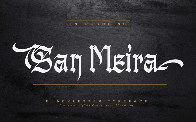 Download Шрифт "San Meira | Blackletter Typeface Font" / San Meira | Blackletter Typeface Font - Шрифт на тему графика vector,vintage,font,letter,type,old,design,typography,calligraphy,alphabet,blackletter,retro,gothic,typeface,graphic,black,text,illustration,lettering,script