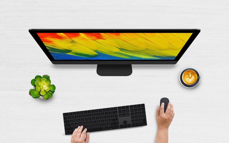 Download Мокап для продукта "Top View Desktop product mockup" / Top View Desktop product mockup - Мокап для продукта на тему графика top,view,desktop,psd,mockups,website,graphic,presentations,branding,mockup,template,templates,apple,imac,system