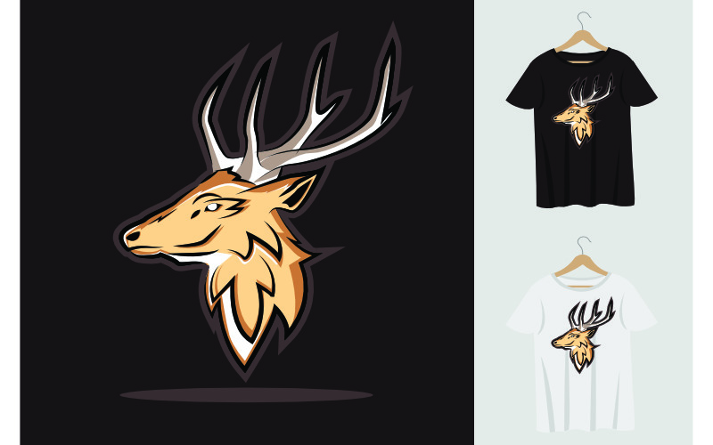 Download Шаблон логотипа "Deer Mascot Design Graphic Logo Template" / Deer Mascot Design Graphic Logo Template - Шаблон логотипа на тему графика t shirt,cartoon,shirt,clothes,branding,illustration,mascot,gaming,wear,apparel,brothel,animal,e sport,sport,logo,design,technology,digital,team,deer