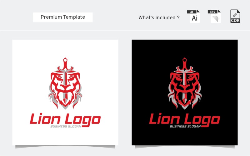 Download Шаблон логотипа "Lion Logo Template" / Lion Logo Template - Шаблон логотипа на тему графика game,fight,warrior,animal,cartoon,cat,character,design,emblem,esport,feline,gaming,head,hunter,hunting,illustration,king,leo,lion,logo