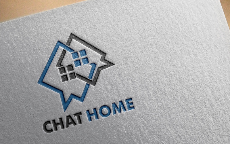 Download Шаблон логотипа "Chat Home Logo Template" / Chat Home Logo Template - Шаблон логотипа на тему графика communication,online,business,laptop,chat,computer,home,technology,office,call,digital,learning,corporate,workplace,colleague,vector,home leisure,concept,design,illustration