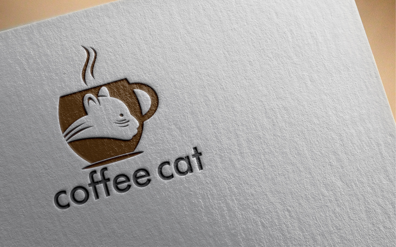 Kahve Kedi Logo Şablonu