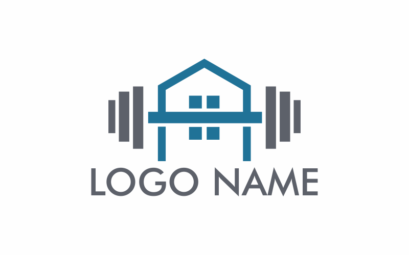 Download Шаблон логотипа "House Barbell Logo Template" / House Barbell Logo Template - Шаблон логотипа на тему графика vector,illustration,design,barbell,house,sport,fitness,gym,home,health,dumbbell,business,bodybuilding,body,athlete,strong,power,logo,fit,athletic