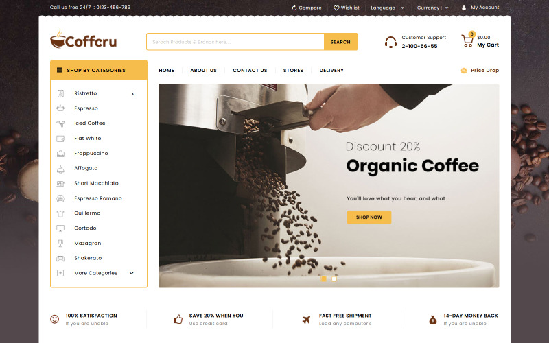 Coffee and Drinks Store PrestaShop Theme