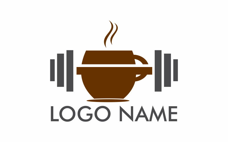 Download Шаблон логотипа "Coffee Barbell Logo Template" / Coffee Barbell Logo Template - Шаблон логотипа на тему графика illustration,vector,barbell,coffee,design,fitness,icon,cup,caffeine,espresso,cafe,healthy,gym,strong,drink,health,food,element,sign,logo